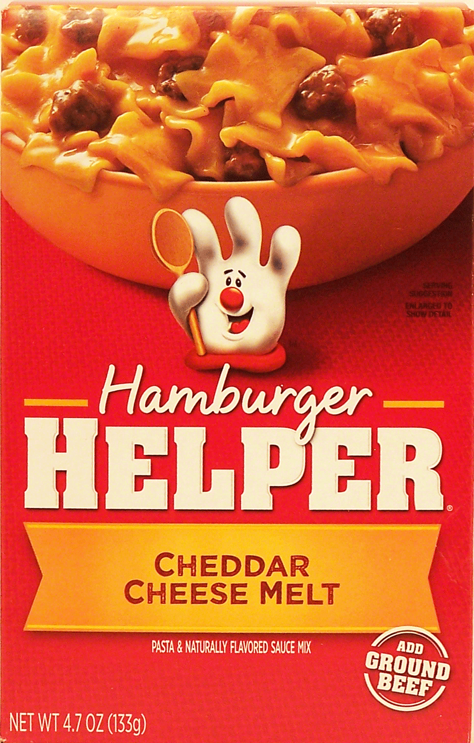 Betty Crocker&nbsp;Hamburger Helper&nbsp;cheddar cheese melt hamburger helper 5 1-cup servings add hamburger Full-Size Picture